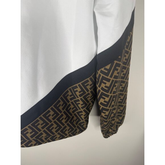 Fendi Men's White Monogram Insert Hoodie Sweatshirt Jersey White Brown Size S NW - Picture 8 of 14